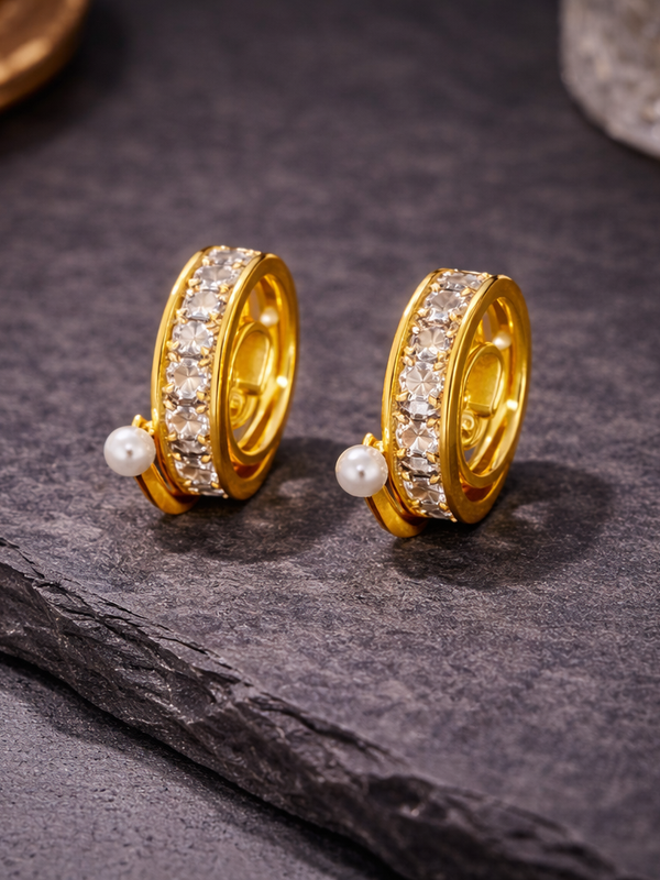Aurielle Pearl Crystal Hoop Earrings