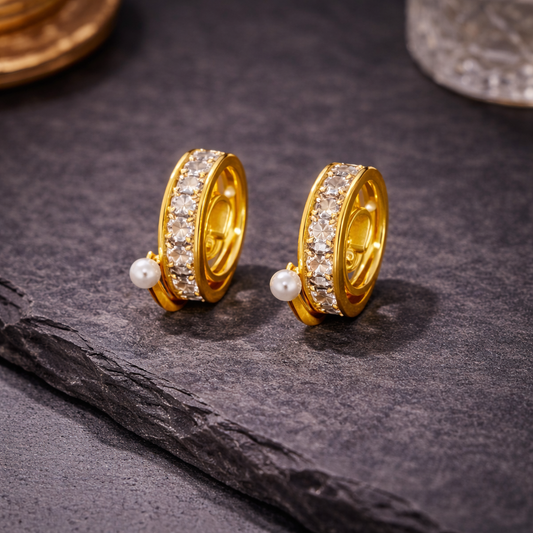 Aurielle Pearl Crystal Hoop Earrings