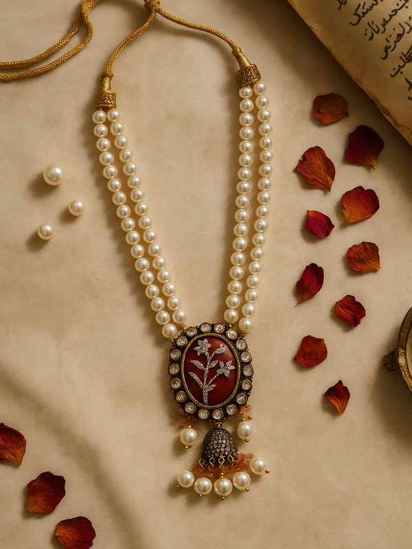Gulnaz Meenakari Pearl Necklace Set