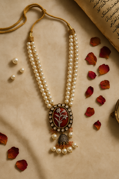 Gulnaz Meenakari Pearl Necklace Set