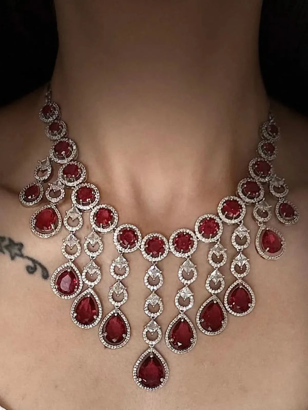 Rouge Cascade Diamond Necklace Set