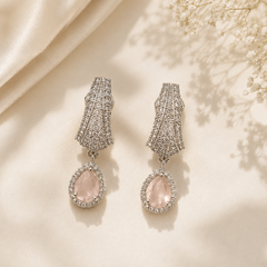Elara Blush Crystal Drop Earrings