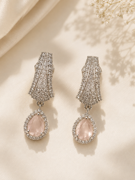 Elara Blush Crystal Drop Earrings