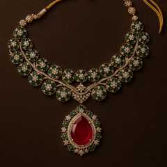 Emerald Royale Ruby Drop Necklace Set