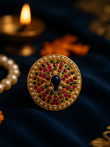 Devanshi Kundan Peacock Ring