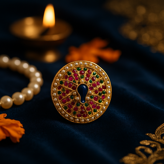 Devanshi Kundan Peacock Ring