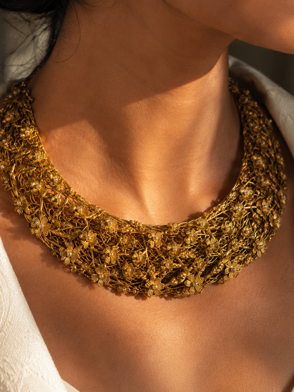 Nayab Handcrafted Floral Necklace & Earrings Set