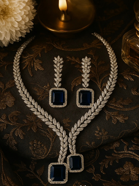Midnight Sapphire Diamond Necklace Set