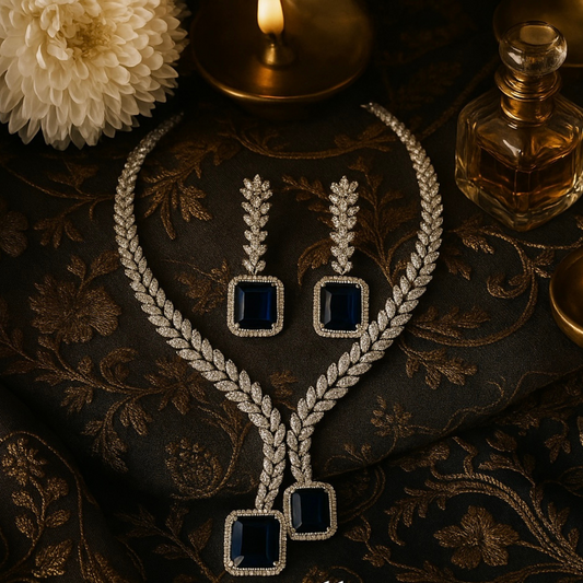 Midnight Sapphire Diamond Necklace Set