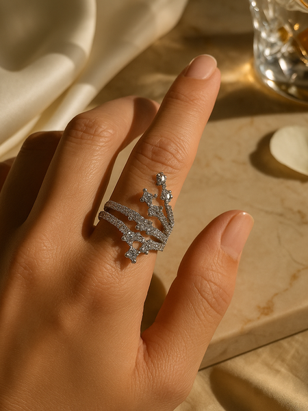 Celestial Cascade Statement Ring