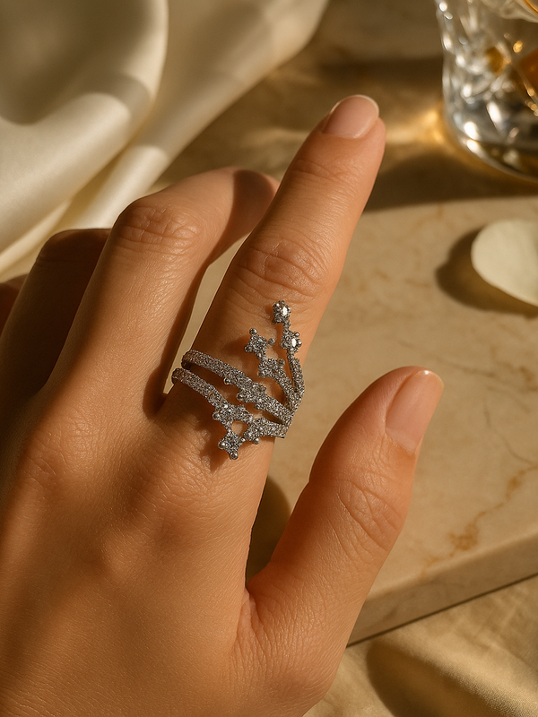 Celestial Cascade Statement Ring
