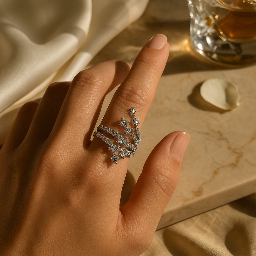 Celestial Cascade Statement Ring