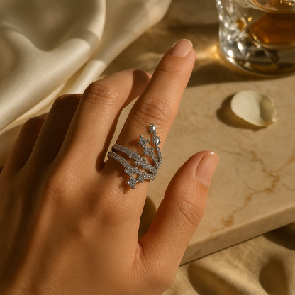 Celestial Cascade Statement Ring