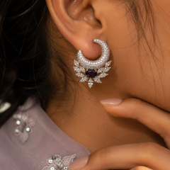 Noor Amethyst Crescent Earrings