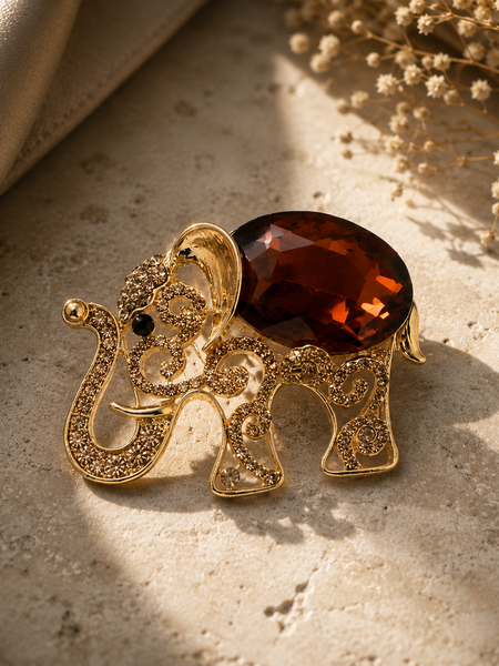 The Amber Maharaja Elephant Brooch