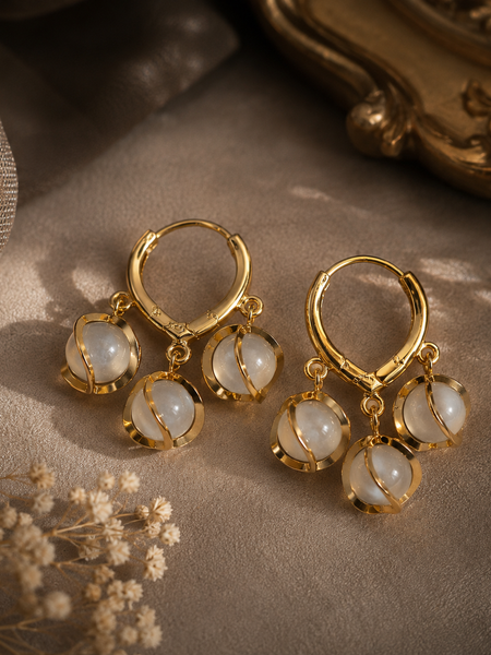Celeste Mother of Pearl Charm Huggie Earrings