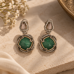 Zareen Emerald Polki Necklace & Earrings Set