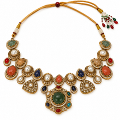 Ziya Navratna Necklace & Earrings Set
