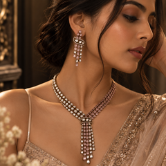 Roshanara Blush Polki Necklace & Earrings Set