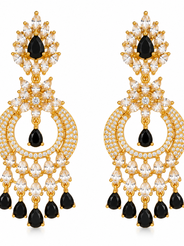 Noor Black Chandbali Earrings