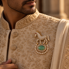 Ashva Emerald Statement Brooch