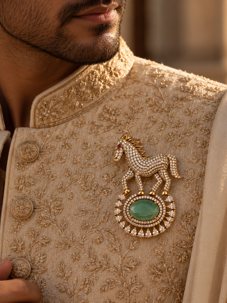 Ashva Emerald Statement Brooch