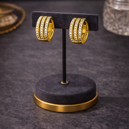 Celestia Triple Row Crystal Hoop Earrings