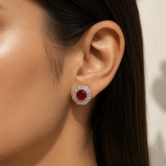 Scarlet Halo Stud Earrings
