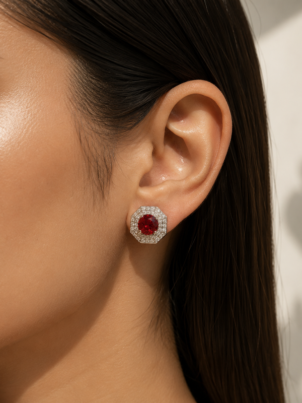 Scarlet Halo Stud Earrings