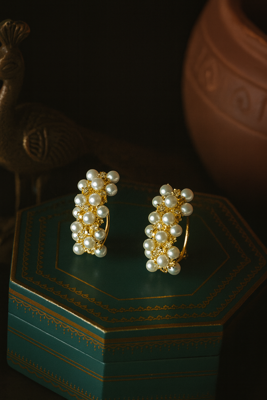 Gold & Pearl Hoop Earrings