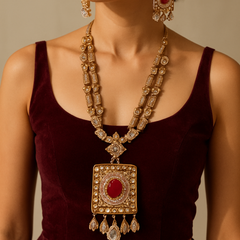 Regal Ruby Kundan Heritage Necklace Set
