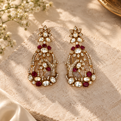 Mayurika Ruby Polki Necklace & Earrings Set