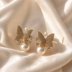 Flutter Pearl Butterfly Earrings