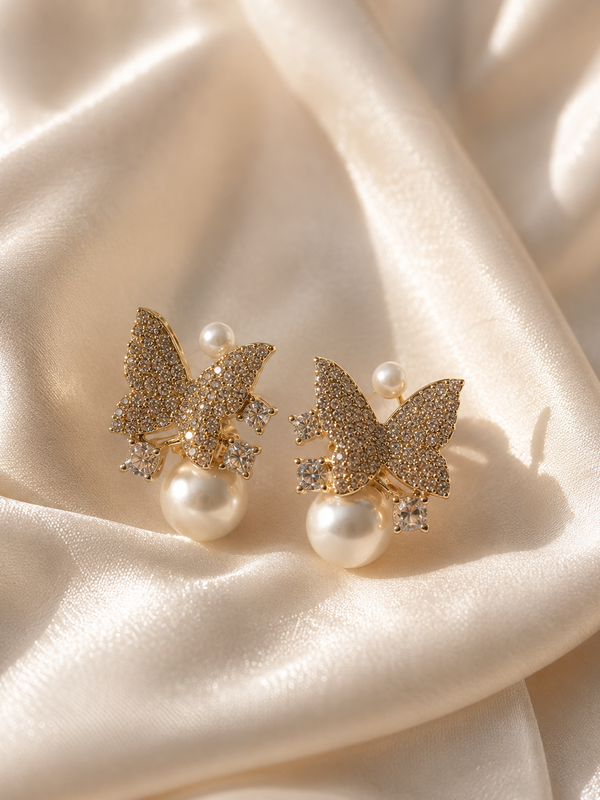 Flutter Pearl Butterfly Earrings