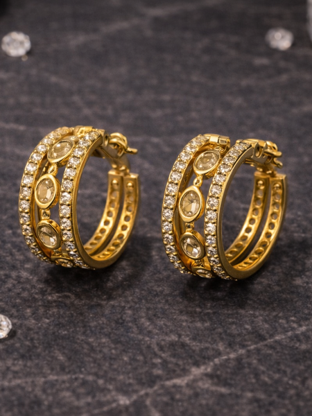 Classic Hoop Earrings with Crystal Stud