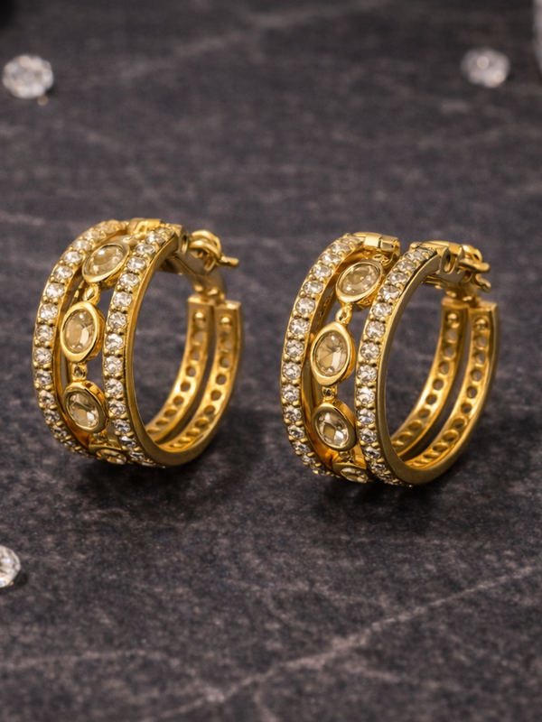 Classic Hoop Earrings with Crystal Stud
