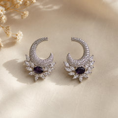 Noor Amethyst Crescent Earrings