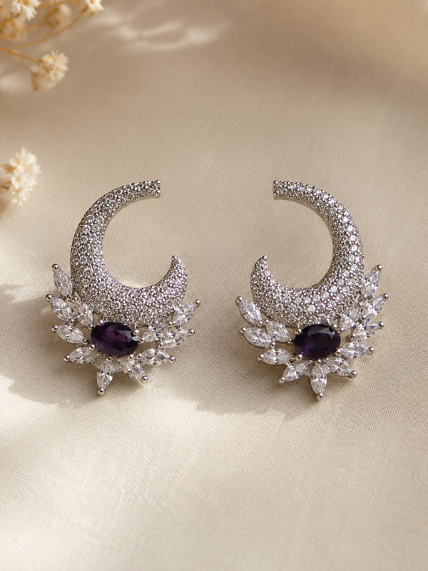 Noor Amethyst Crescent Earrings