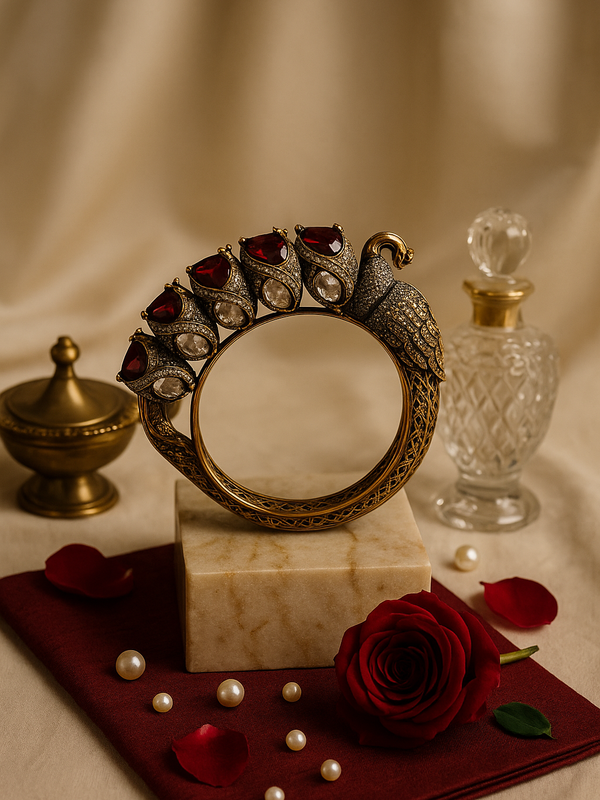 Majestic Peacock Ruby & Dimaond Heritage Bangle