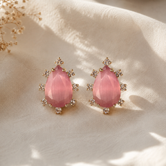 Roselle Blush Teardrop Stud Earrings