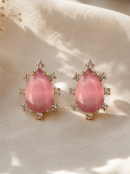 Roselle Blush Teardrop Stud Earrings