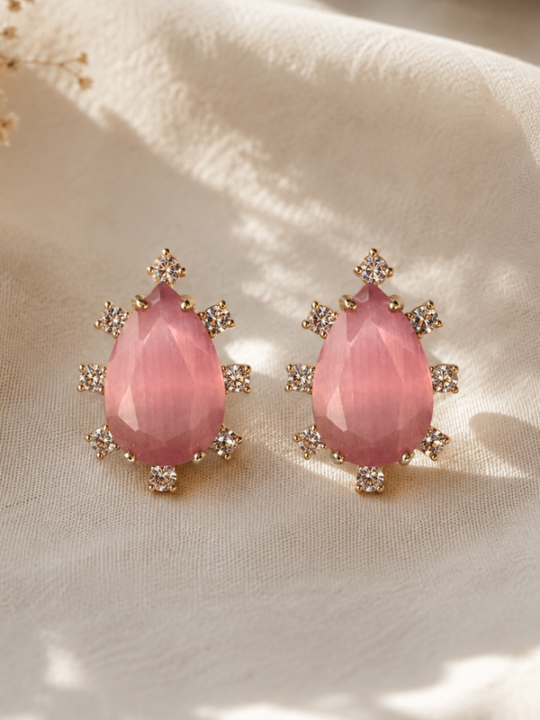 Roselle Blush Teardrop Stud Earrings