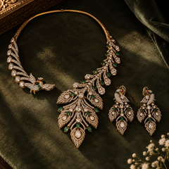 Morni Emerald Polki Necklace & Earrings Set