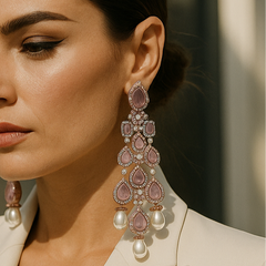 Rosé Cascade Pearl Drop Earrings
