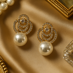 Pearl Diamond Drop Earrings
