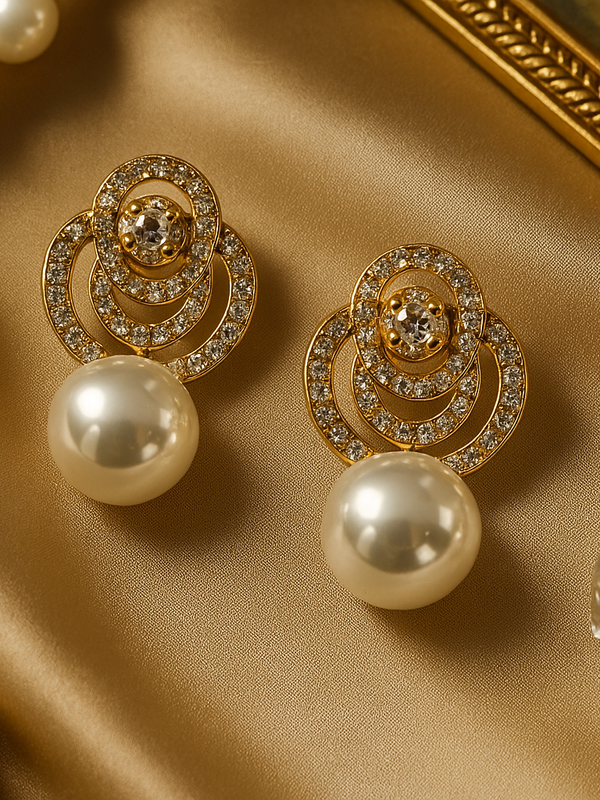 Pearl Diamond Drop Earrings