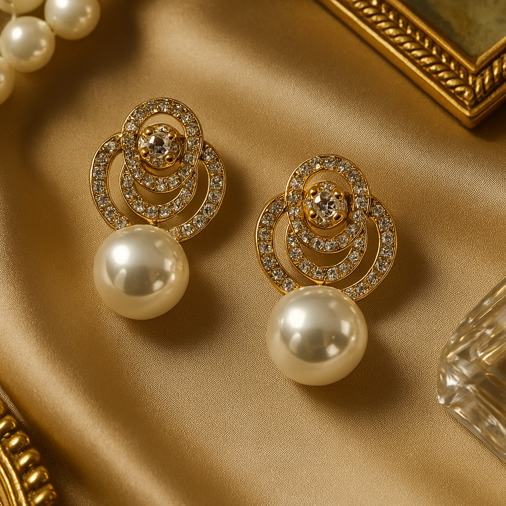 Pearl Diamond Drop Earrings