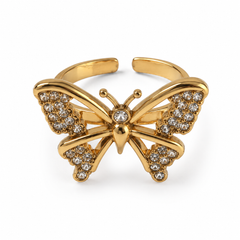 Golden Butterfly Adjustable Ring