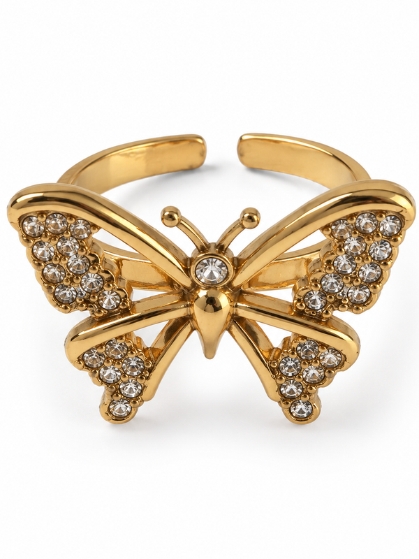Golden Butterfly Adjustable Ring