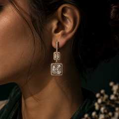 Veyra Crystal Square Drop Earrings